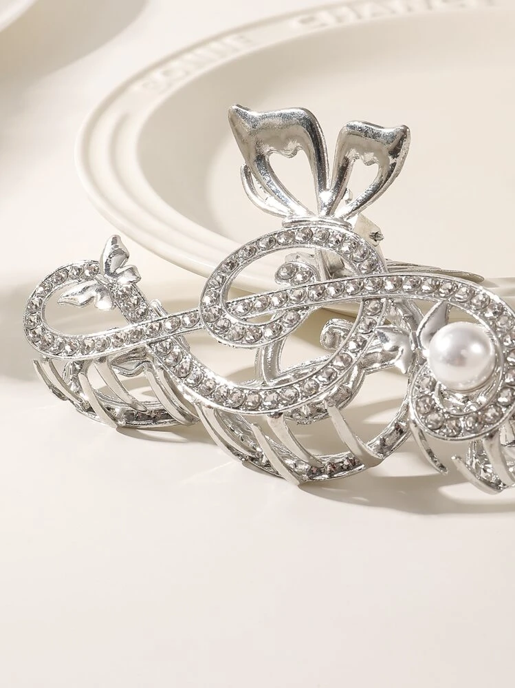 Griffe à cheveux à strass & fausse perle note de musique design - Multicolore - Voir 4