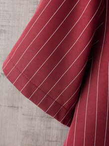 Manfinity Homme Hombres Camisa de rayas con botón delantero sin camiseta - Burdeos - Ver 3