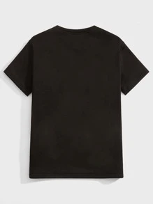 GENTILAND Men Letter Patched Tee - Black - View 2