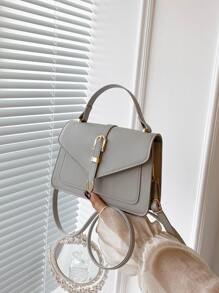 Bolso de mano versátil y de moda con diseño minimalista de flecha para uso diario - Gris - Ver 9