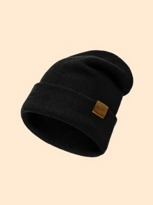 Men Label Decor Beanie - màu đen - Xem 1