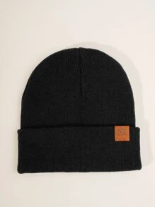 Men Label Decor Beanie - màu đen - Xem 3