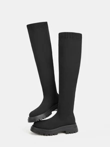 CUCCOO BASICS Giày Nữ Thời Trang Màu Đen Slip-On Stretch Boots Bộ sưu tập Giày bốt cao quá đầu gối Giày nghỉ mát Giảm giá mùa hè - màu đen - Xem 6