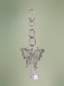 ROMWE Fairycore Accesorio de bolso con diseño de mariposa & de perla artificial - Plateado - Ver 1