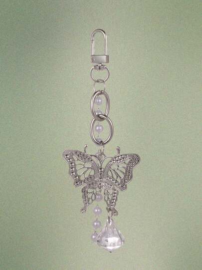 Fairycore Butterfly & Faux Pearl Design Bag Charm