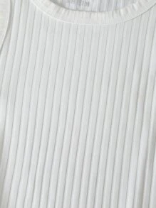 INAWLY Áo hai dây Gân đan màu trơn Cơ bản - trắng - Xem 5