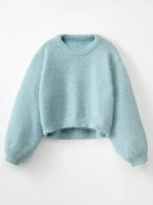 SHEIN 女孩燈籠袖短款毛衣