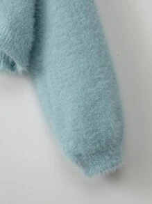 SHEIN 女孩燈籠袖短款毛衣