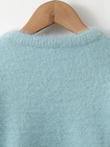 SHEIN 女孩燈籠袖短款毛衣