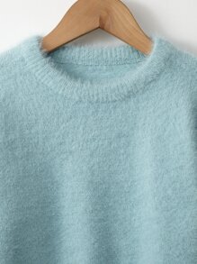 SHEIN 女孩燈籠袖短款毛衣