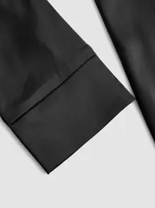 SHEIN Privé Solid Ruched Satin Dress - Black - View 4