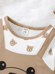 Baby Boy Letter & Cartoon Graphic 2 In 1 Jumpsuit & Accessory Hat - Multicolor - View 3