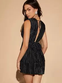 SHEIN Belle Vestido de cuello profundo con cordón trasero de dos capas bajo