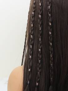 波西米亚风 40 件金色长发绺发环女士女孩装扮头饰发饰街头服饰嘻哈朋克 Y2K 潮流发辫首饰 - 銅色 - 查看 6