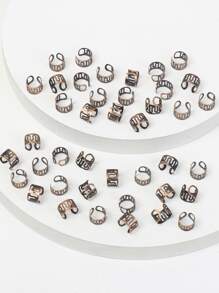 波西米亚风 40 件金色长发绺发环女士女孩装扮头饰发饰街头服饰嘻哈朋克 Y2K 潮流发辫首饰 - 銅色 - 查看 3