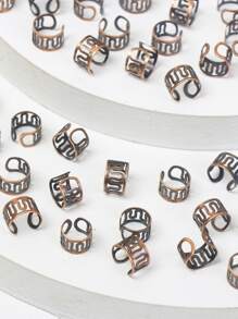 波西米亚风 40 件金色长发绺发环女士女孩装扮头饰发饰街头服饰嘻哈朋克 Y2K 潮流发辫首饰 - 銅色 - 查看 4