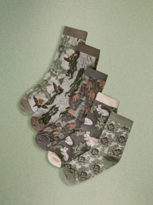 ROMWE Fairycore Vớ Hoa - màu xanh lá - Xem 2