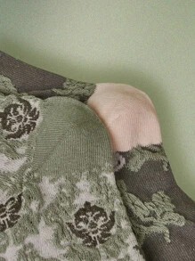 ROMWE Fairycore Vớ Hoa - màu xanh lá - Xem 3