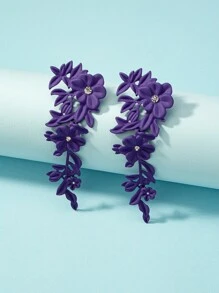 Bông tai thả hoa Rhinestone trang trí - Màu tím - Xem 2