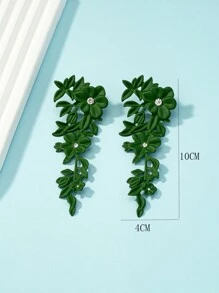 水鑽裝飾花耳墜 - 綠色 - 查看 4