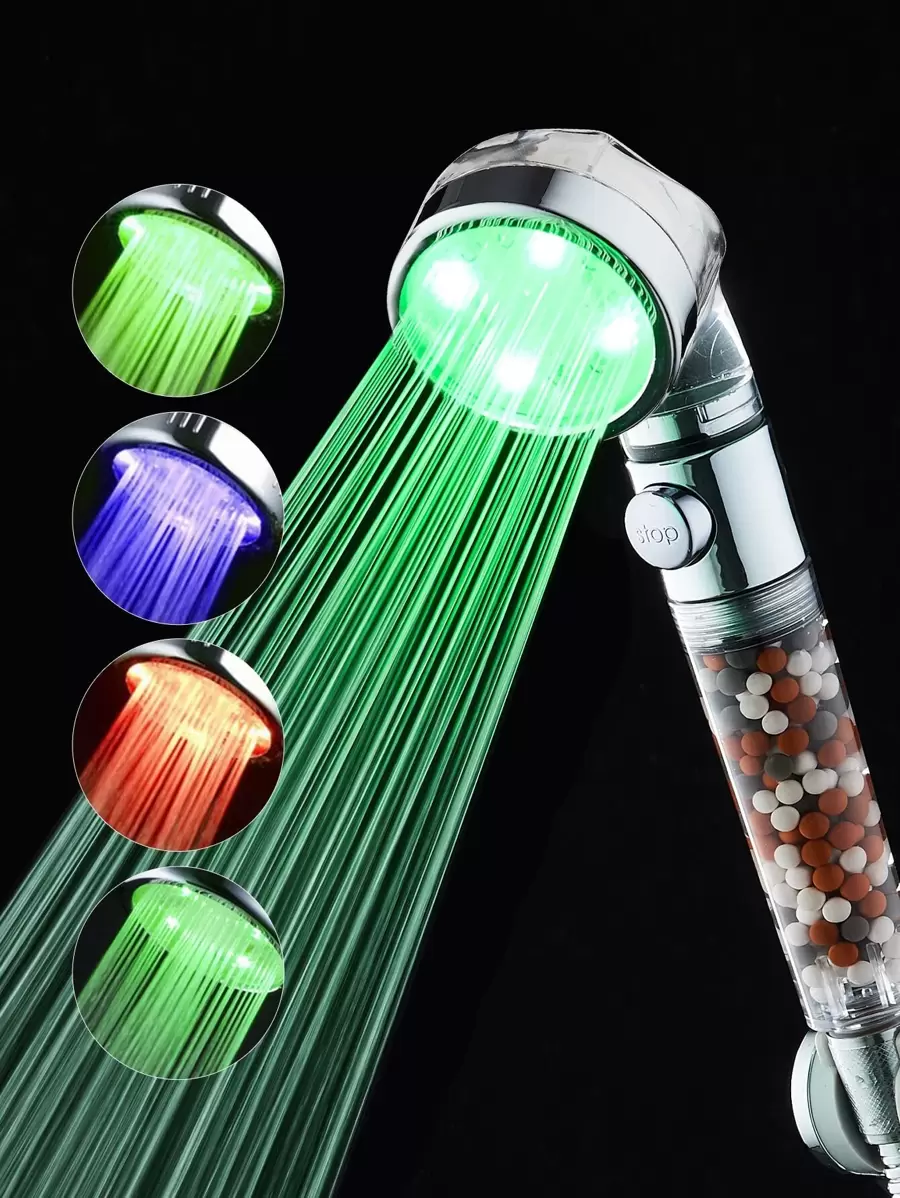 1pc Color Dimming Shower Head, Modern Minimalist Filtrate Handheld Shower Sprinkler For Home Bathroom Bathroom Accessories Bathroom Tools - Multicolor - View 1