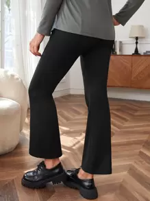 SHEIN Maternity Flare Leg Trousers - Black - View 2