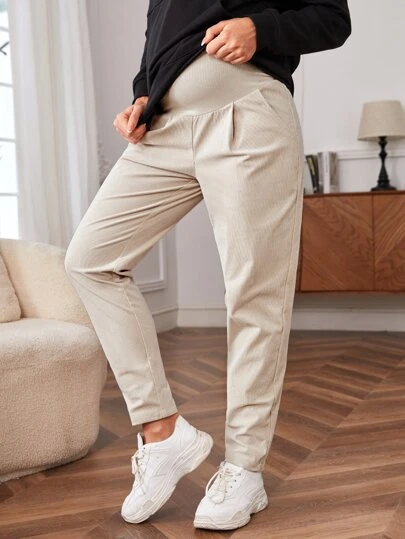 SHEIN Maternity Fold Pleated Solid Pants