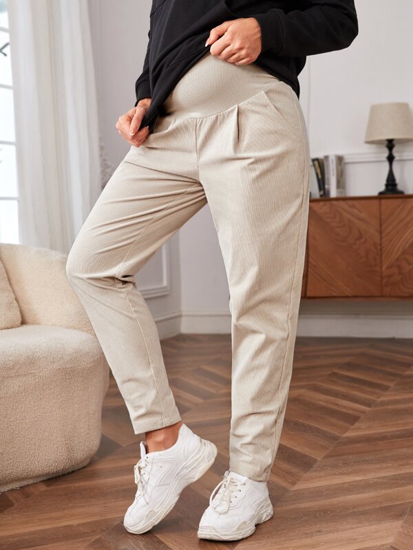 SHEIN Maternidad Pantalones con fruncido unicolor