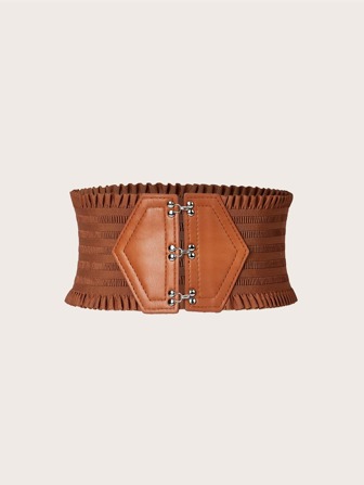 Frill Trim Stitch Detail Wide Belt Halloween Valentine's Day Summer, School