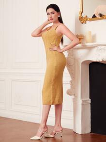 Modelyn Dolman Sleeve Cable Knit Jumper & Knit Dress - Yellow - View 3