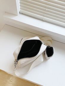 Mini Minimalist Square Bag With Coin Purse - White - View 3