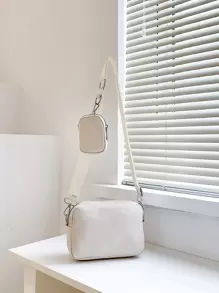 Mini Minimalist Square Bag With Coin Purse - White - View 4