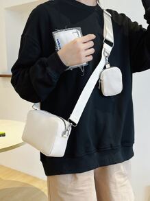 Mini Minimalist Square Bag With Coin Purse - White - View 5