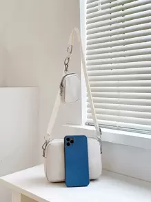 Mini Minimalist Square Bag With Coin Purse - White - View 6