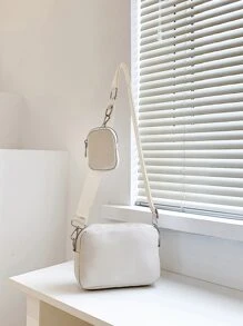 Mini Minimalist Square Bag With Coin Purse - White - View 7