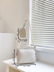 Mini Minimalist Square Bag With Coin Purse - White - View 8