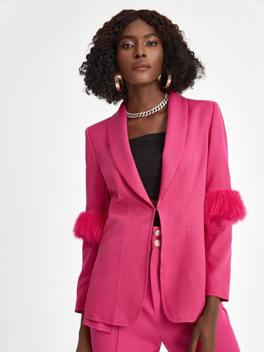 Sara Cennamo Áo khoác blazer cổ lọ thiết kế, ngày lễ - Màu Hồng Tươi - Xem 1