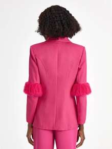 Sara Cennamo Áo khoác blazer cổ lọ thiết kế, ngày lễ - Màu Hồng Tươi - Xem 2