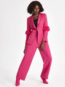 Sara Cennamo Áo khoác blazer cổ lọ thiết kế, ngày lễ - Màu Hồng Tươi - Xem 3