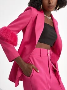 Sara Cennamo Áo khoác blazer cổ lọ thiết kế, ngày lễ - Màu Hồng Tươi - Xem 4