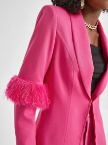 Sara Cennamo Áo khoác blazer cổ lọ thiết kế, ngày lễ - Màu Hồng Tươi - Xem 6