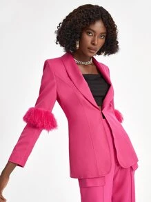 Sara Cennamo Áo khoác blazer cổ lọ thiết kế, ngày lễ - Màu Hồng Tươi - Xem 7