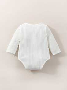 Bodysuits Em bé Nút phía trước Slogan - trắng - Xem 2