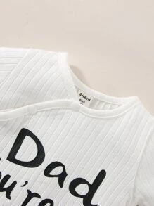 Bodysuits Em bé Nút phía trước Slogan - trắng - Xem 5