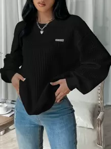 Muchica Quần áo thể thao nữ Đắp vá Lá thư Giải trí - màu đen - Xem 1