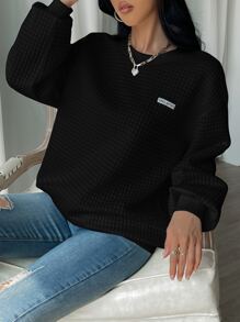 Muchica Quần áo thể thao nữ Đắp vá Lá thư Giải trí - màu đen - Xem 6