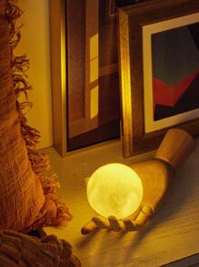 1 pieza luz de decoración con diseño de luna, lámpara de luna decorativa 3D para decoración del hogar, regalo de vacaciones - Amarillo - Ver 7