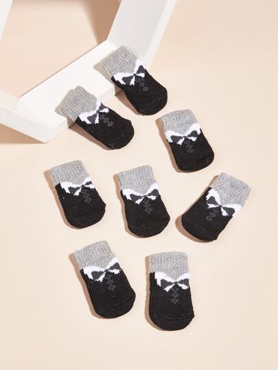 4pcs Color Block Pet Sock