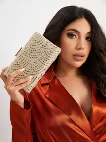 SHEIN Belle Glitter Bling,Shiny Glamorous,Elegant,Exquisite Mini Rhinestone Decor Square Bag Dinner Bag,Evening Bag For Party Girl,Woman,For Female Perfect For Party,Wedding,Prom,Dinner/Banquet,For Best Gift For Women Valentines