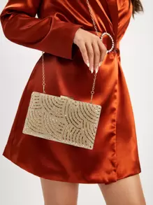 SHEIN Belle Glitter Bling,Shiny Glamorous,Elegant,Exquisite Mini Rhinestone Decor Square Bag Dinner Bag,Evening Bag For Party Girl,Woman,For Female Perfect For Party,Wedding,Prom,Dinner/Banquet,For Best Gift For Women Valentines